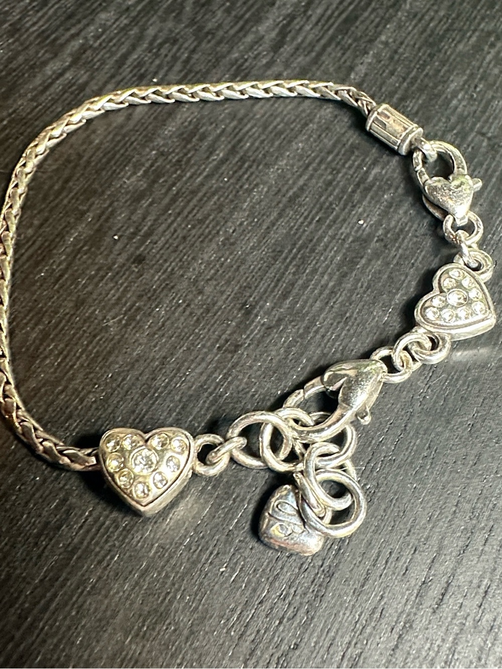 Brighton charm bracelet silver with duo hearts